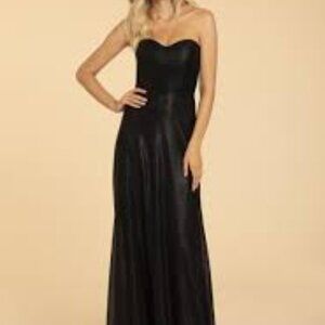 Hayley Paige Strapless Metallic Black Gown - size 12